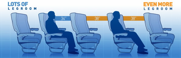 jetblue airways seating on airplanes with better legroom than any other airline