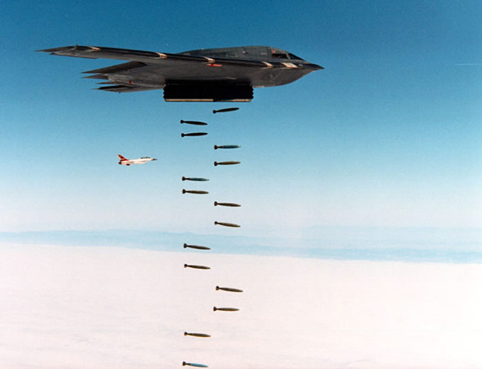 B2 stealth dropping bombs