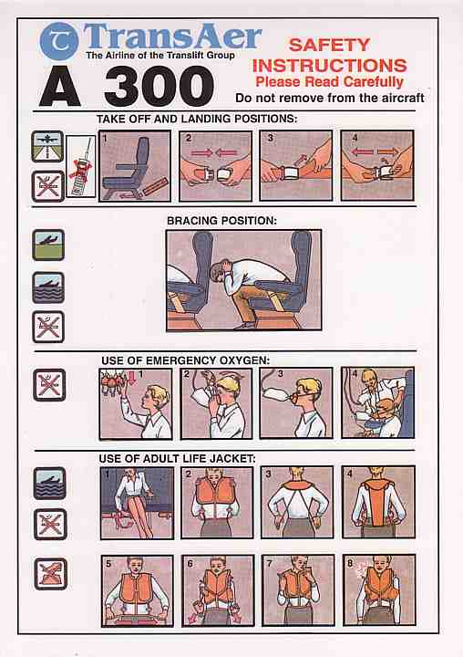 Airline safety card pdf