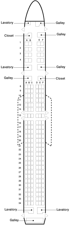 continental airlines boeing 757 seating map