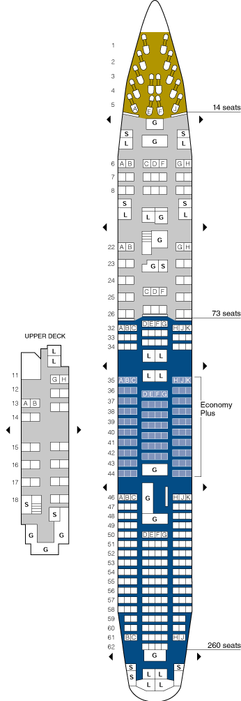 united airlines boeing 747 jet seating map aircraft chart