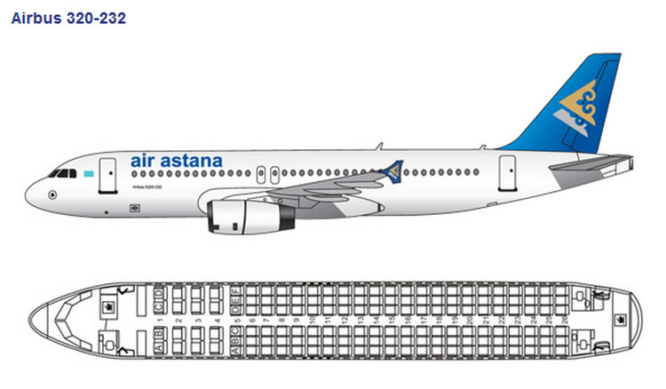 AIR ASTANA AIRLINES AIRBUS A320 AIRCRAFT SEATING CHART