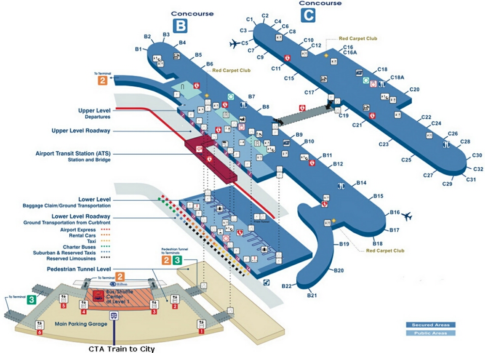 Airport Terminal Map Ohare Airport Terminal 1 Map