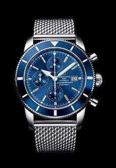 silver blue breitling watch