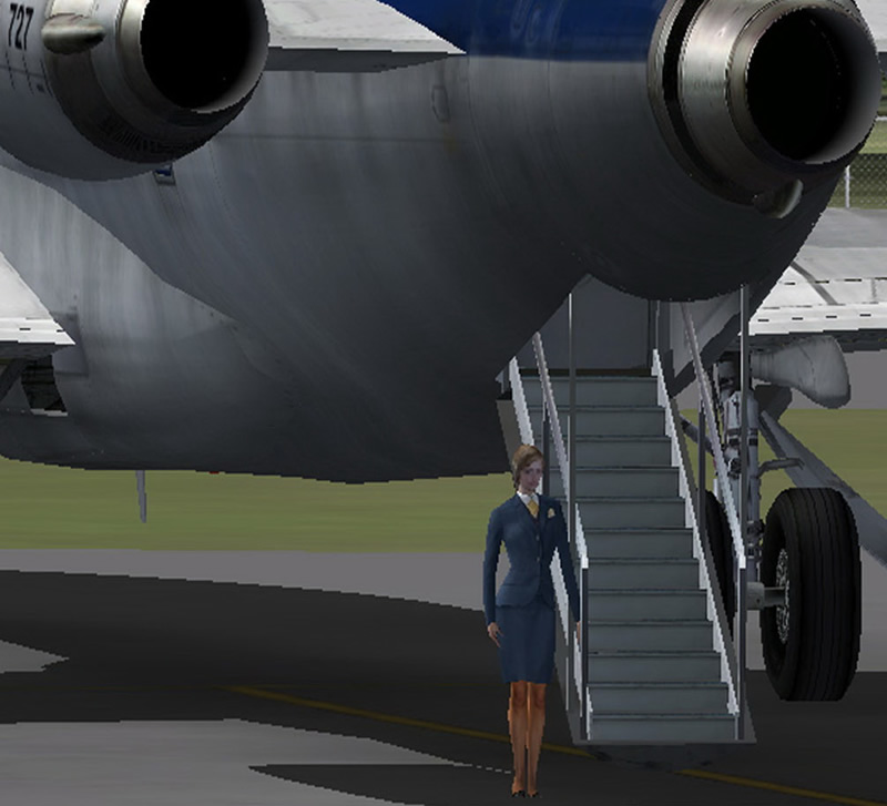 boeing 727 with flight crew for fsx