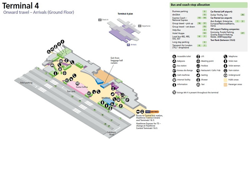 Heathrow Airport Terminal 4 Arrivals Ground Floor Map
