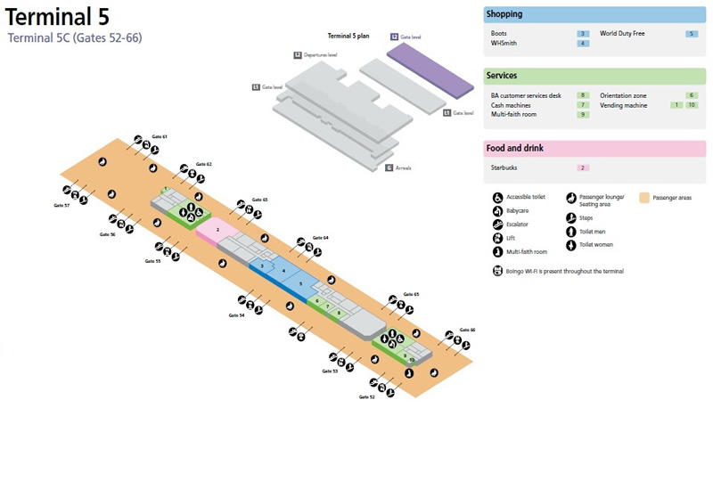 Heathrow Airport Terminal 5C Gates 52-66 Map