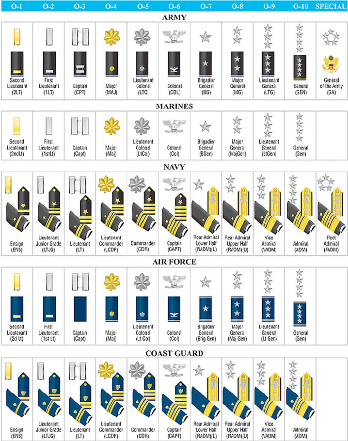US Military Rank Structure Illustration Chart