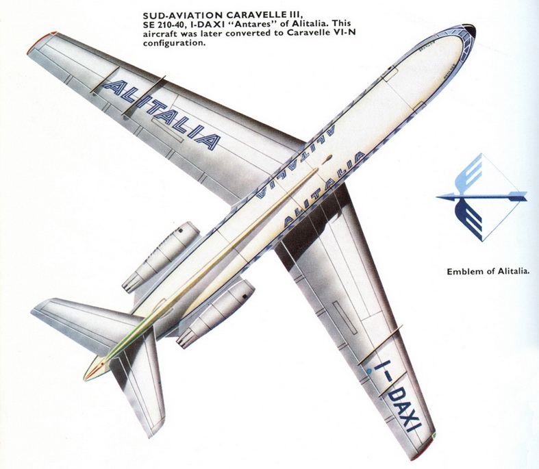 Sud Caravelle Aircraft Alitalia Airlines Schematic