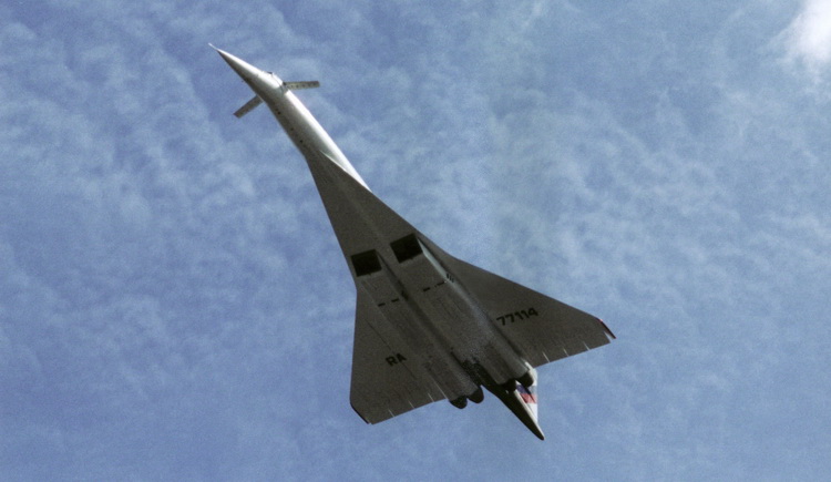 tupolev tu-144 supersonic aircraft in flight