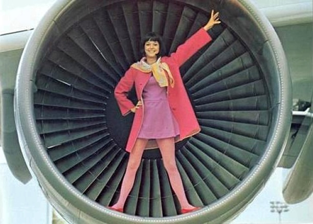 stewardess in an aircraft engine