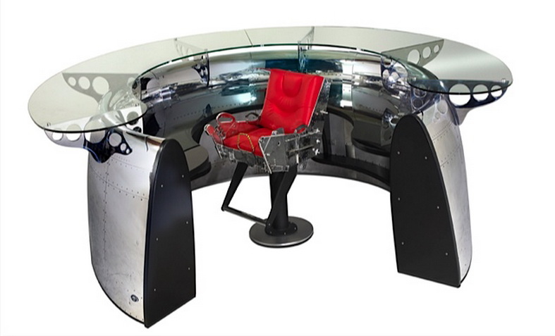 aircraft furniture engine airliner desk with glass top