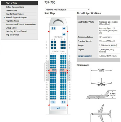 example of an airline plane seat chart from delta airlines
