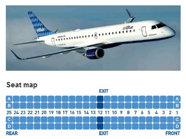 jetblue airways embraer erj-190 jet aircraft seating layout map