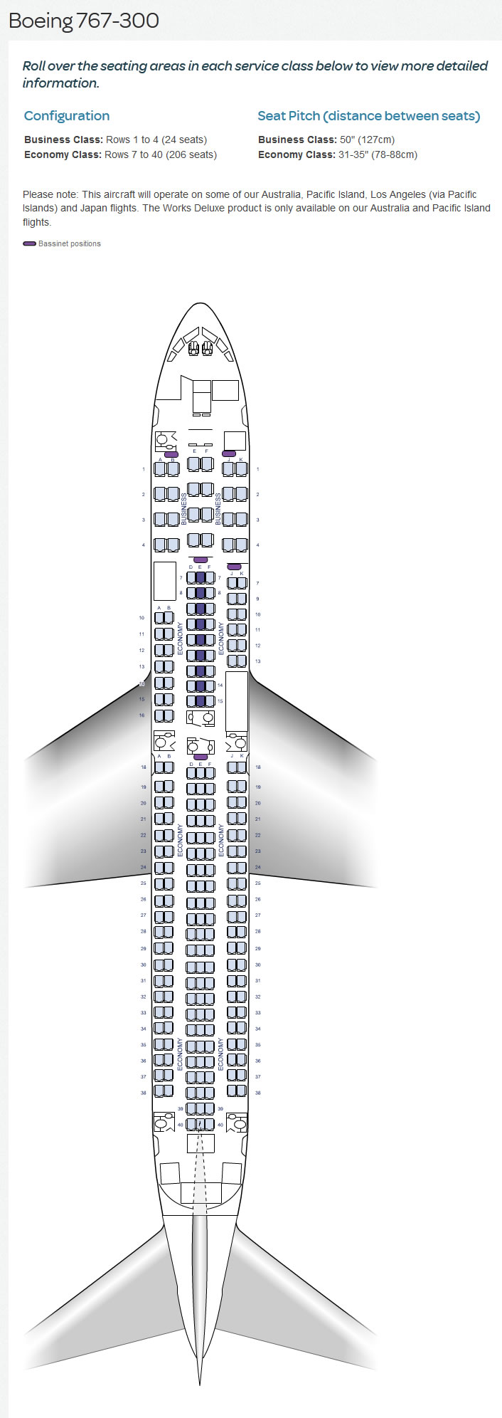AIR NEW ZEALAND AIRLINES BOEING 767-300 AIRCRAFT SEATING CHART