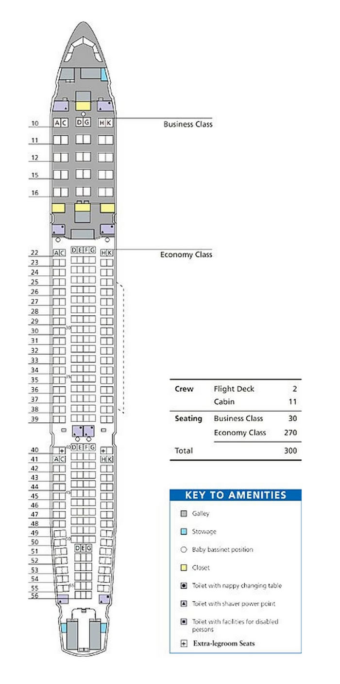 DRAGONAIR AIRLINES AIRBUS A330-300 AIRCRAFT SEATING CHART