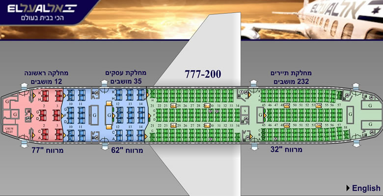 EL AL ISRAEL AIRLINES BOEING 777-200 AIRCRAFT SEATING CHART