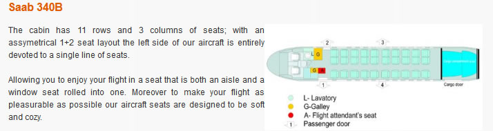 EZNIS AIRWAYS AIRLINES SAAB 340B AIRCRAFT SEATING CHART