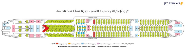 JET AIRWAYS AIRLINES BOEING 777-300ER AIRCRAFT SEATING CHART