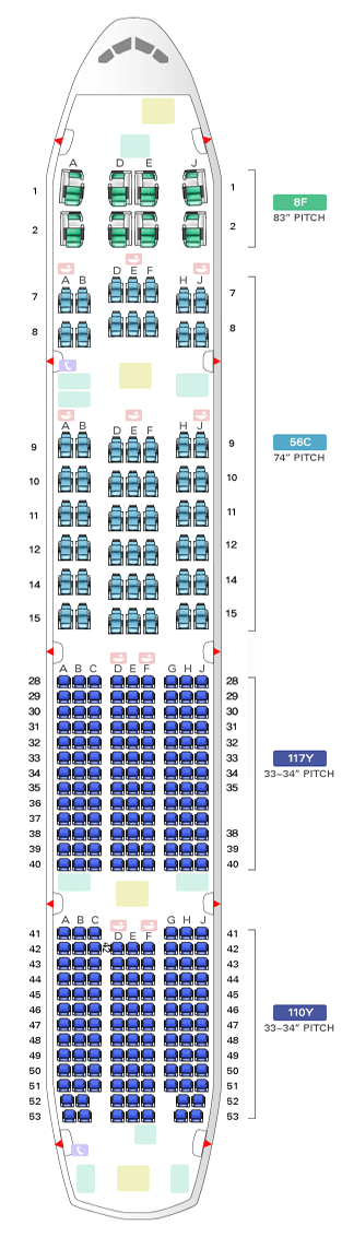 BOEING 777-300 KOREAN AIRLINES SEATING CHART
