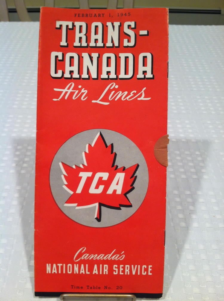 vintage airline timetable for TCA Trans Canada Airlines