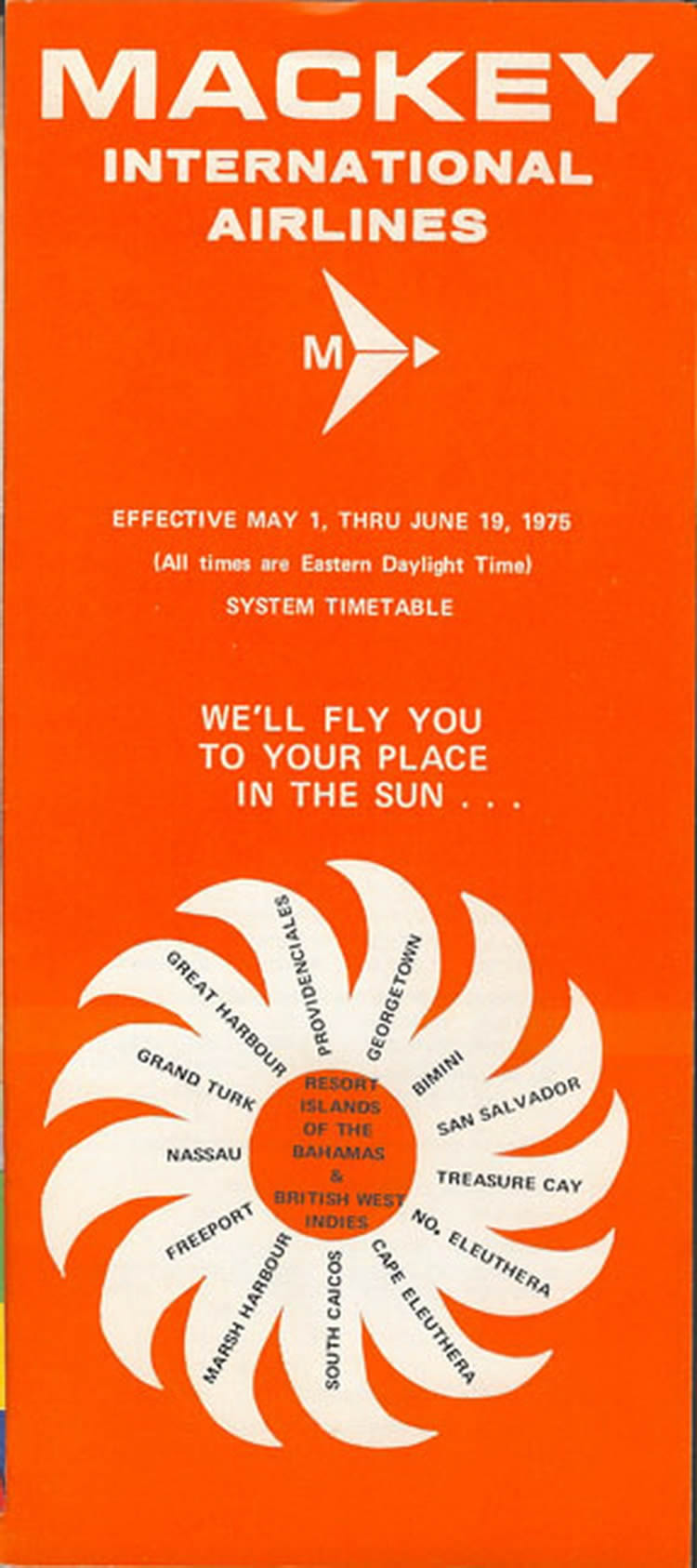 vintage airline timetable for Mackey Airlines