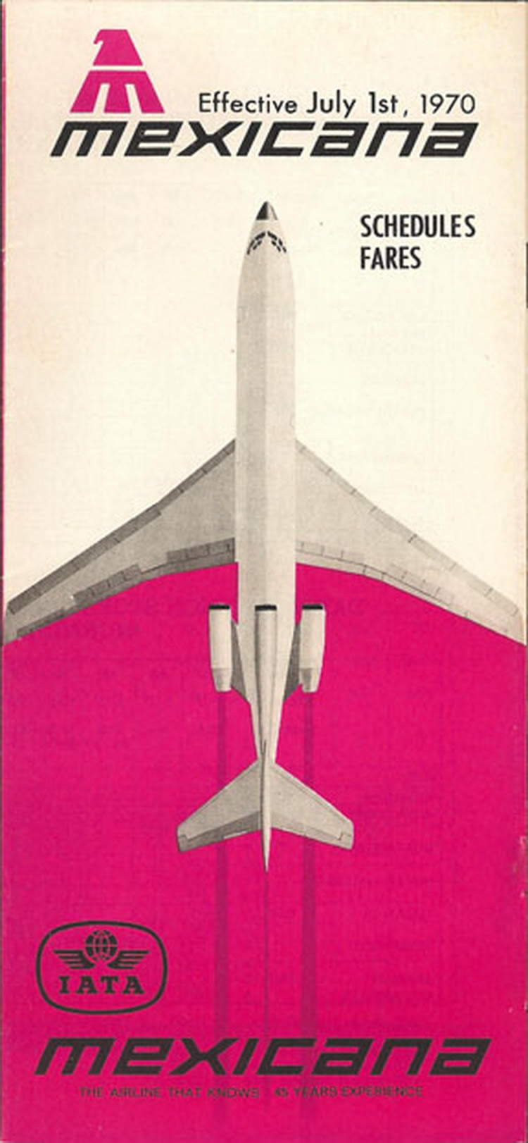 vintage airline timetable for MEXICANA Airlines