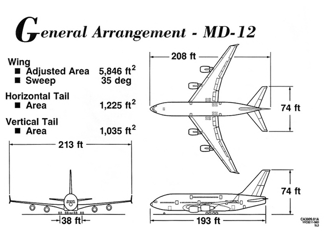 GENERAL ARRANGEMENT OF THE MD-12 DOUBLE DECKER AIRLINER
