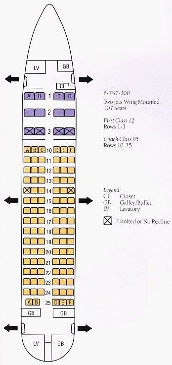 BOEING 737-200 DELTA AIRLINES SEATING CHART