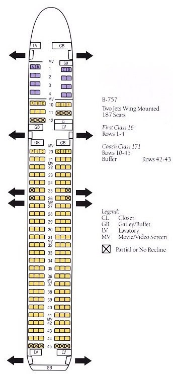 BOEING 757 DELTA AIRLINES SEATING CHART