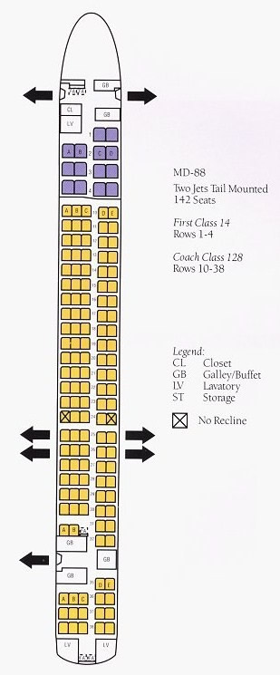 MD-88 DELTA AIRLINES SEATING CHART