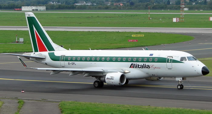 Alitalia airlines embraer erj-170 commercial jet