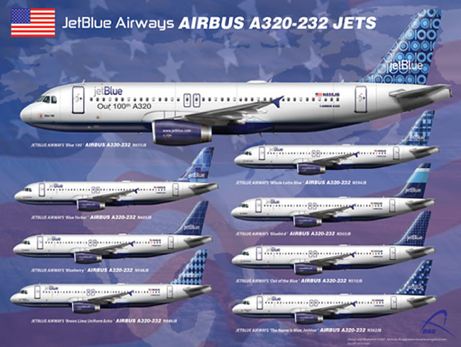 jetblue airways aircraft type airliner chart