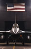 F-16 Aircraft Under American Flag