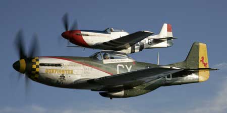 2 commemorative air force mustang fighters