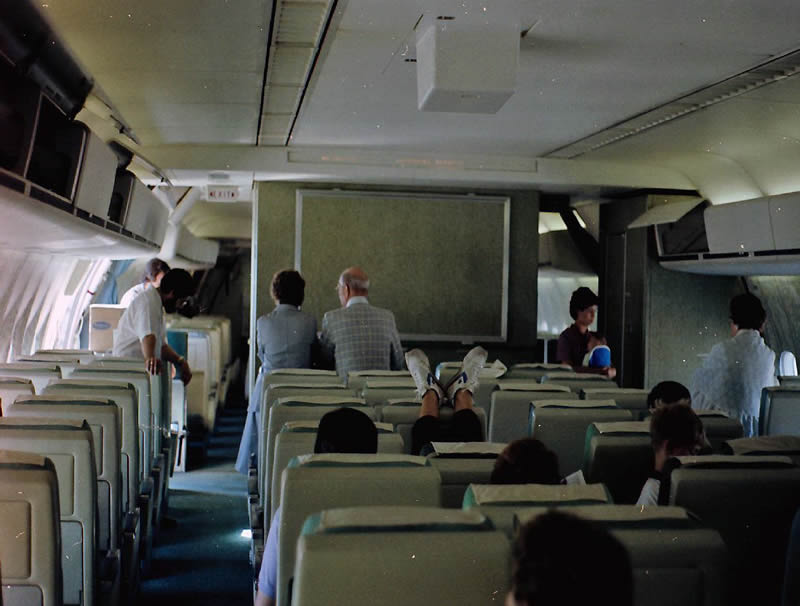 inside a northwest orient dc-10 from the 1970s