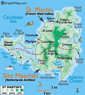 st maarten netherland antilles island map