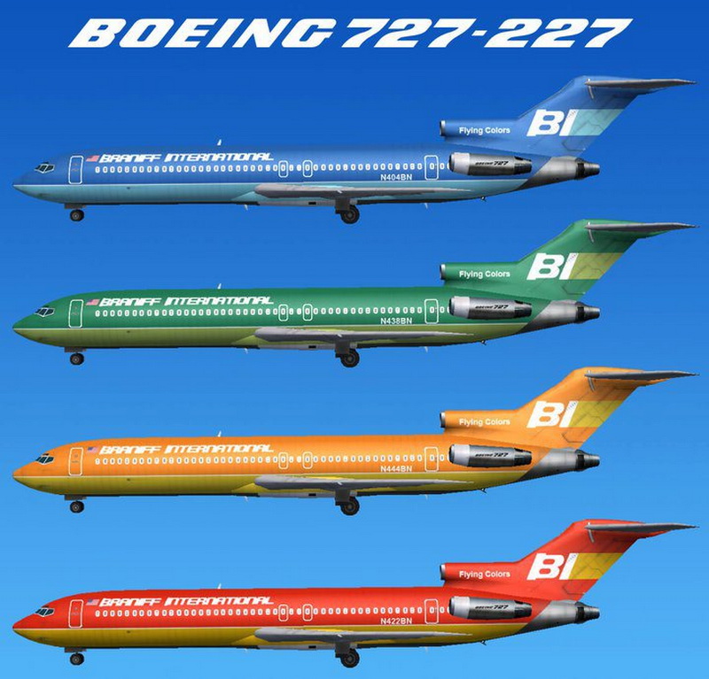 braniff airlines boeing 727 airliners