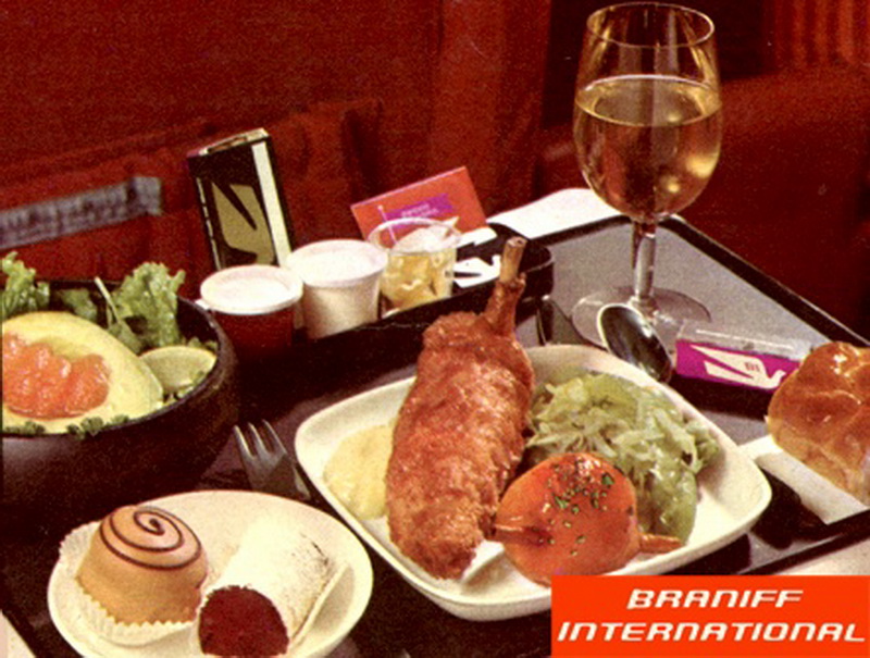 braniff international airlines food tray from 1960