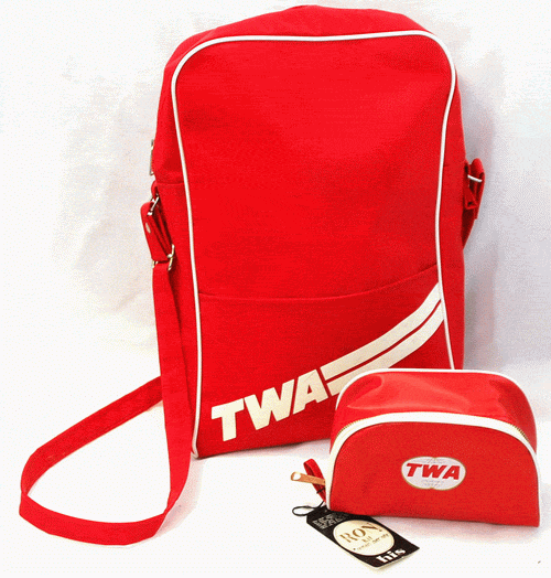 twa airlines flight bag and shave kit bag