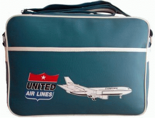 dc-10 aircraft united airlines flight bag retro style